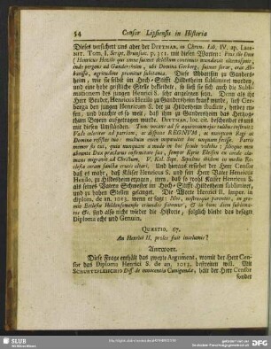 Quaestio. 67. An Henrici II. proles fuit incolumis?