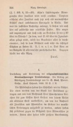 324-328 [Rezension] Veeck, Otto, Darstellung und Erörterung der religionsphilosophischen Grundanschauungen Trendelenburgs