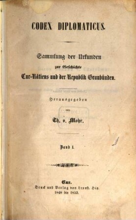 Codex diplomaticus. 1, 1848 bis 1852