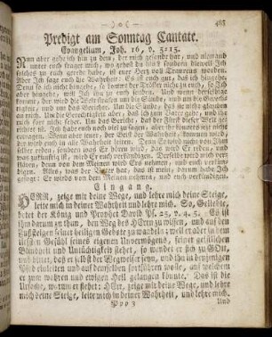 Predigt am Sonntag Cantate. - Predigt am Sonntag Exaudi.