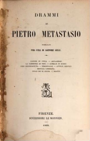 Drammi di Pietro Metastasio