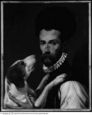 Portrait eines Mannes mit Hund