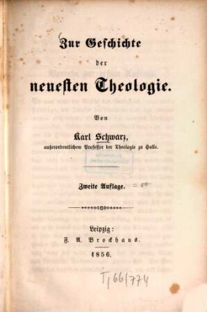 Zur Geschichte der neuesten Theologie