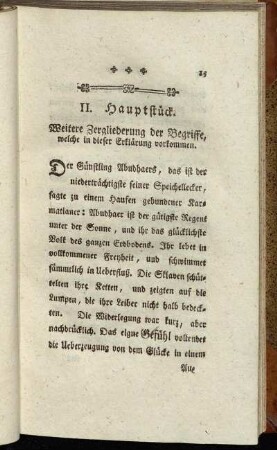 II. Hauptstück. Weitere Zergliederung der Begriffe, welche in dieser Erklärung vorkommen.