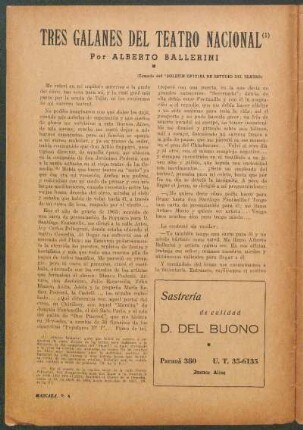 Tres galanes del teatro nacional : (Tomado del "Boletin oficial de estudio del teatro)