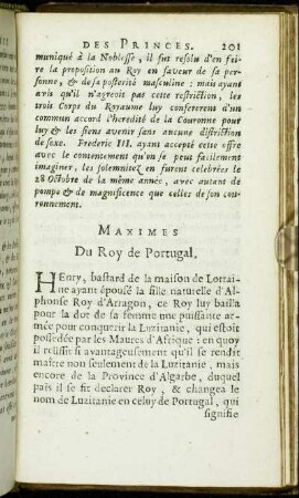 Maximes Du Roy de Portugal.