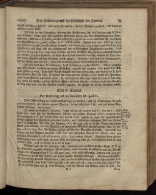Das 6. Capitel. Der Ursprung und die Ursachen der Farben.