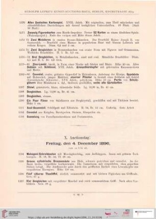 X. Auctionstag: Freitag, den 4. December 1896 (Nr. 1594 - 1786)