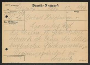 Brief von Robert Büchting von Liegnitz / Regierung an Gerhart Hauptmann