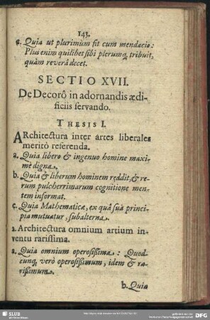 Sectio XVII. De Decoro in adornandis aedificiis servando
