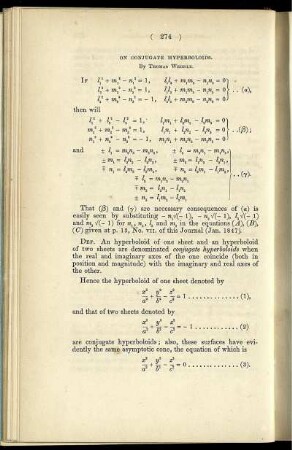 On conjugate hyperboloids.