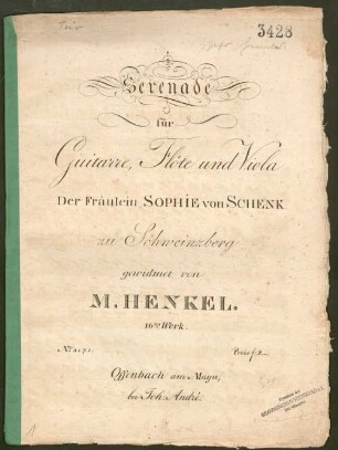 Serenade für Guitarre, Flöte und Viola : 16tes Werk