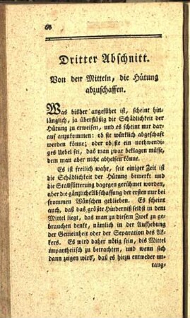 Dritter Abschnitt. Von den Mitteln, die Hütung abzuschaffen.