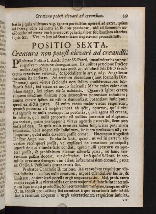 39-42, Positio Sexta. Creatura non potest elevari ad creandu