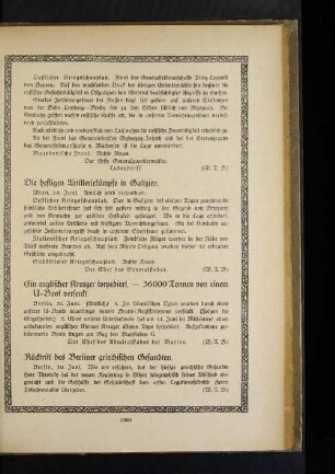 Ein englischer Kreuzer torpediert. - 36000 Tonnen von einem U=Boot versenkt.
