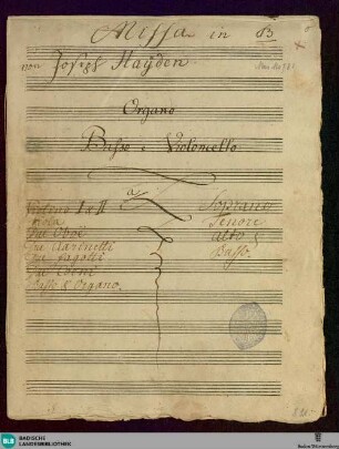 Masses - Don Mus.Ms. 731 : V (4), Coro, orch; B|b; Hob XXII:10
