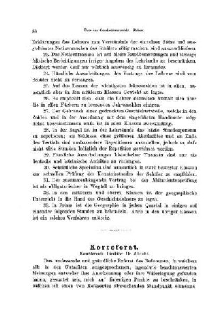 Über den Geschichtsunterricht : [Korreferat]