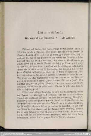 Siebenter Abschnitt. Wie erwirbt man Kundschaft? - Die Annonce
