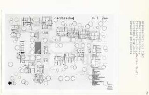Studentenwohnhäuser, Berlin-Dahlem (Diplomarbeit bei Karl Wilhelm Ochs): Grundriss Erdgeschoss 1:200
