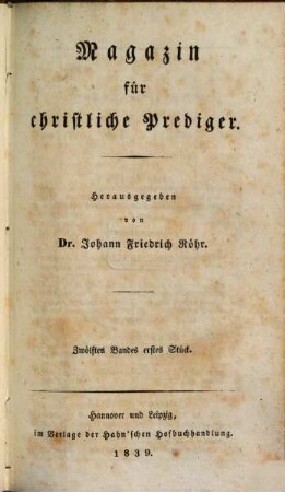 Magazin für christliche Prediger. 12. 1839