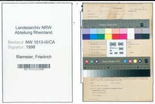 Entnazifizierung Friedrich Riemeier , geb. 18.12.1888 ()