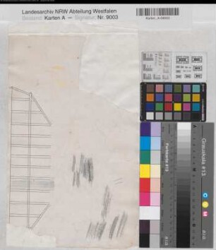 Wocklum (Balve) Schloß Brauhaus Schnitt um 1800 40 Fuß = 14,9 cm 21,5 x 34 Skizze Landsberg-Velen Nr. 615c
