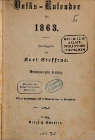 Volkskalender. 1863