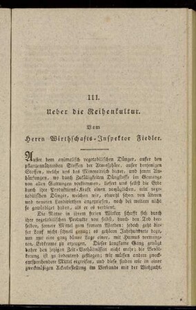 III. Ueber die Reihenkultur