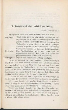 3. Unmöglichkeit einer einheitlichen Leitung.