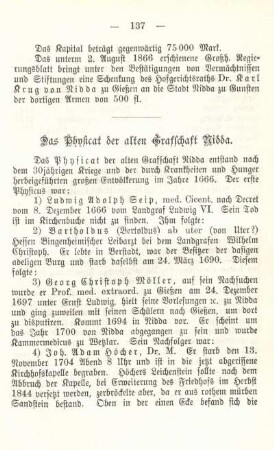 Das Physicat der alten Grafschaft Nidda.