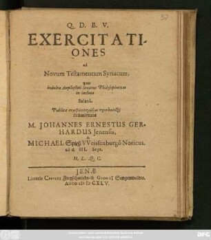 Exercitationes ad Novum Testamentum Syriacum
