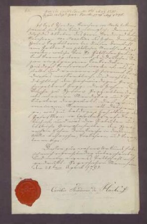 Procuratorium des Karl Theodor von Hacke für den Sexpraebendar Engelbert Hepp.
