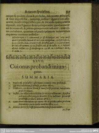 XXVII. Cui onus probandi iniungatur