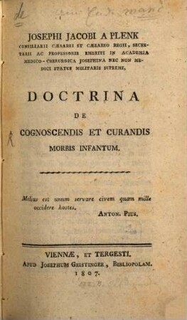 Doctrina de cognoscendis et curandis morbis infantium