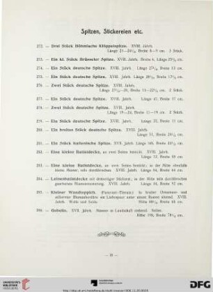 Spitzen, Stickereien etc. (Nr. 272-286)