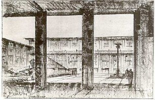 Gsaenger, Gustav; München; "FORUM", Deutsches Museum, Bibliothek - Schmuckhof (Perspektive)