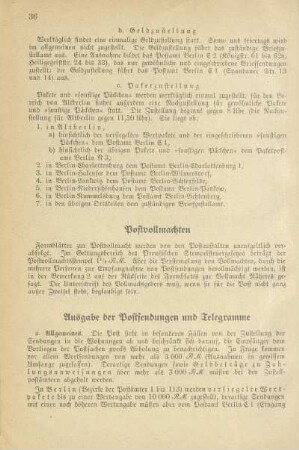Ausgabe der Postsendungen und Telegramme
