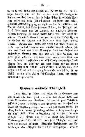 Goßners amtliche Thätigkeit