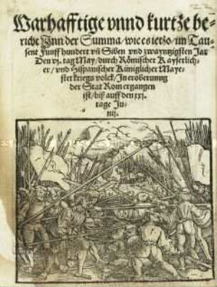 Wahrhaftiger und kurzer Bericht, wie es 1527 durch Römischer Kaiserlicher und Hispanischer Königlicher Majestät Kriegsvolk in Eroberung der Stadt Rom ergangen ist