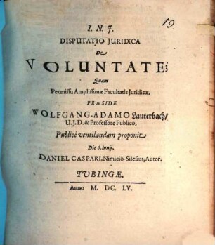 Disputatio Juridica De Voluntate
