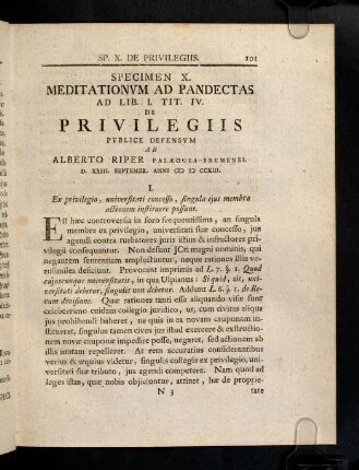101-114, 10. De Privilegiis