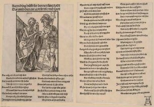 Tod und Landsknecht (Flugblatt mit einem Gedicht in 76 Verszeilen)