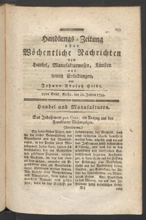 25tes Stück, Gotha, den 22. Junius 1799.