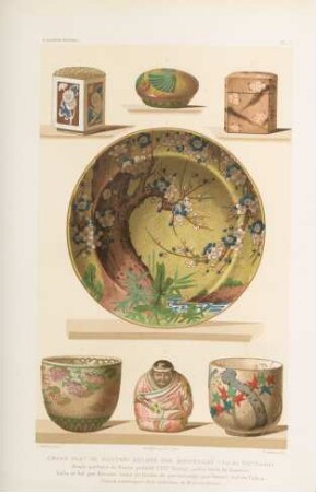 Grand plat de Koutani decore par Morikaghe (Fin du XVIIe siecle) Brule-parfums de Hizen ...