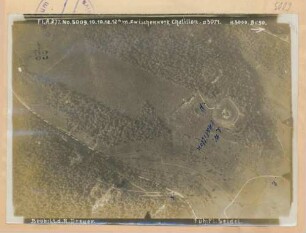 Foto feindlicher Stellungen um das Zwischenwerk Châtillon(-sous-les-Côtes) (Luftbild)