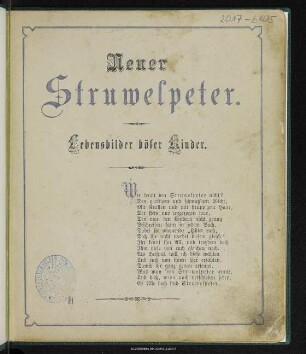 Neuer Struwelpeter : Lebensbilder böser Kinder