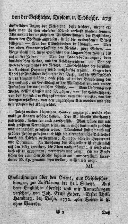 Beobachtungen über den Orient. T.1.