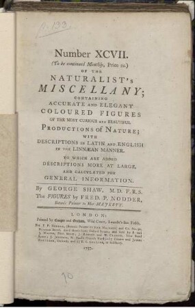 Number XCVII. of the Naturalist's Miscellany.