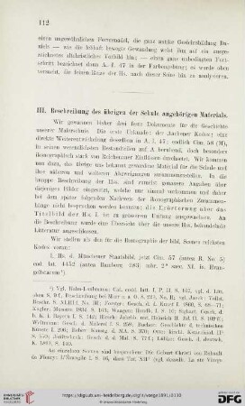 III. Beschreibung des übrigen der Schule angehörigen Materials