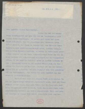 Brief an Erwin Lendvai : 16.03.1911